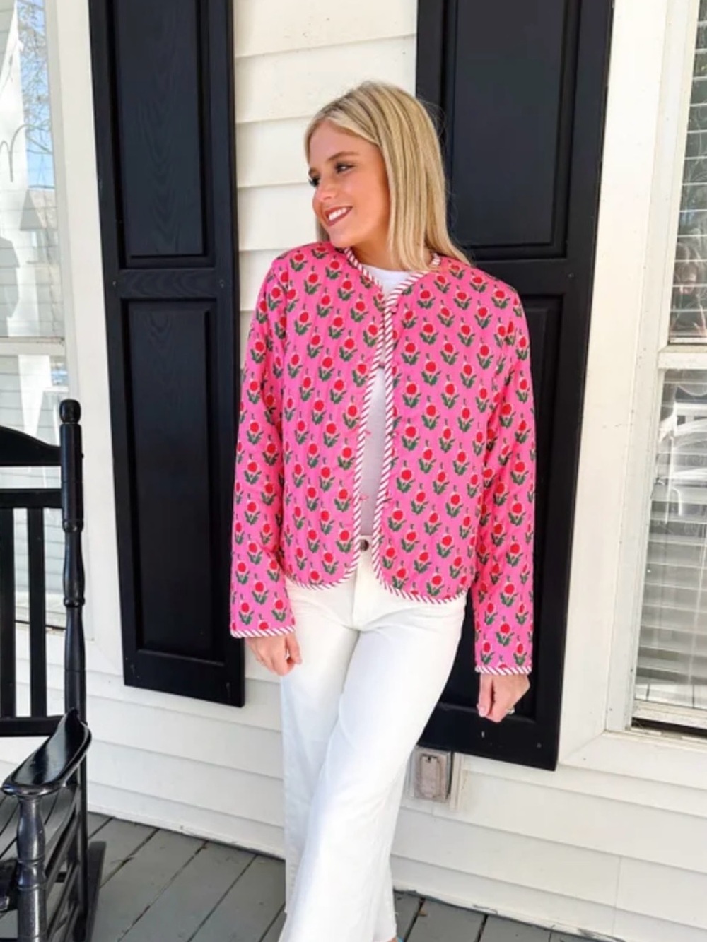 Bright Pink Floral Cardigan Jacket